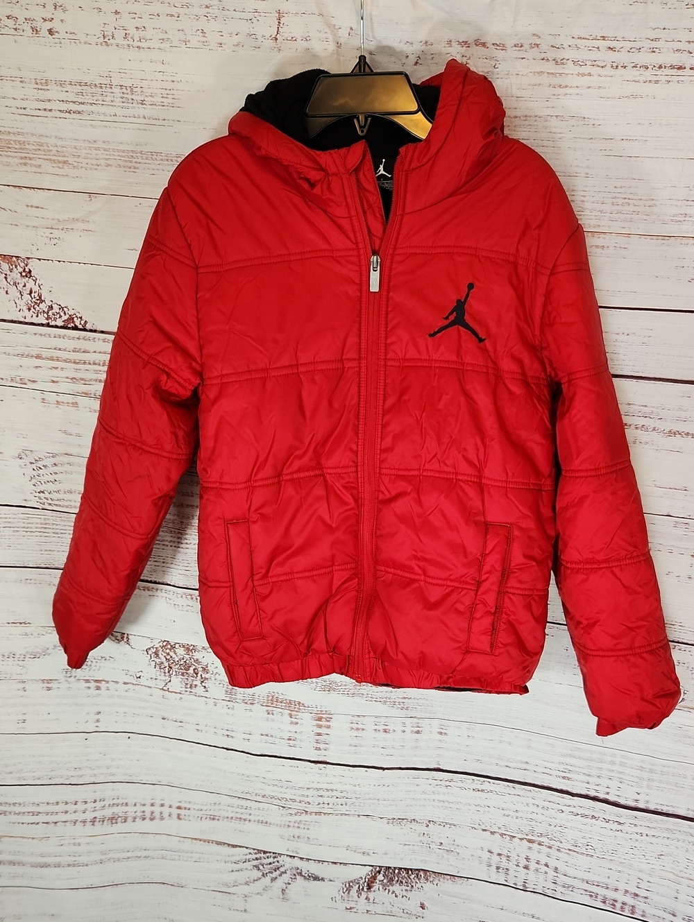 Jordan Red Hooded Puffer Jacket for Kids